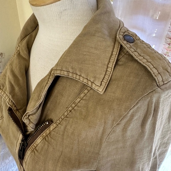 Free People Cropped Linen Moto Jacket - Picture 4 of 6